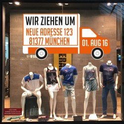 Wir ziehen Um mit neuer Adresse Aufkleber LKW