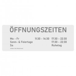 Öffnungszeiten Aufkleber, Milchglas ohne Logoeindruck Öffnungszeiten Aufkleber, Milchglas ohne Logoeindruck