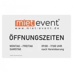 Öffnungszeiten Aufkleber, Milchglas mit Logoeindruck