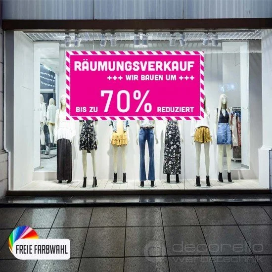 Räumungsverkauf, Umbau, SALE Räumungsverkauf WIR BAUEN UM Aufkleber