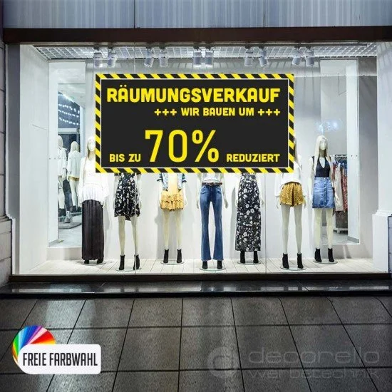 Räumungsverkauf, Umbau, SALE Räumungsverkauf WIR BAUEN UM Aufkleber