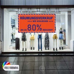 Räumungsverkauf WIR SCHLIESSEN x% reduziert Aufkleber Räumungsverkauf WIR SCHLIESSEN x% reduziert Aufkleber