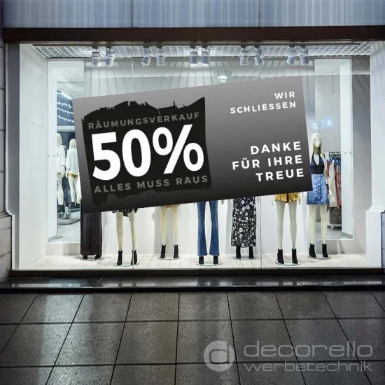 Räumungsverkauf Plakat bei Geschäftsaufgabe