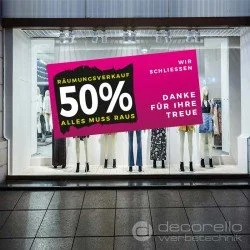 Räumungsverkauf Plakat bei Geschäftsaufgabe