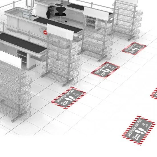 ABSTAND HALTEN Fussbodenaufkleber FBA010 mit individueller Gestaltung