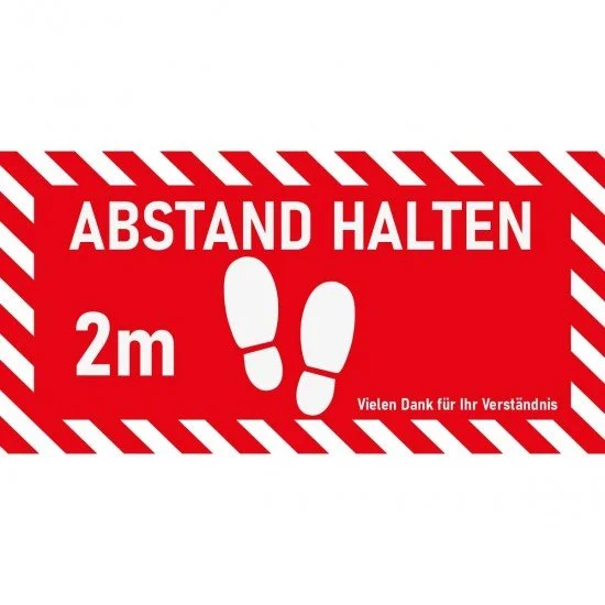 ABSTAND HALTEN Fussbodenaufkleber FBA010 mit individueller Gestaltung