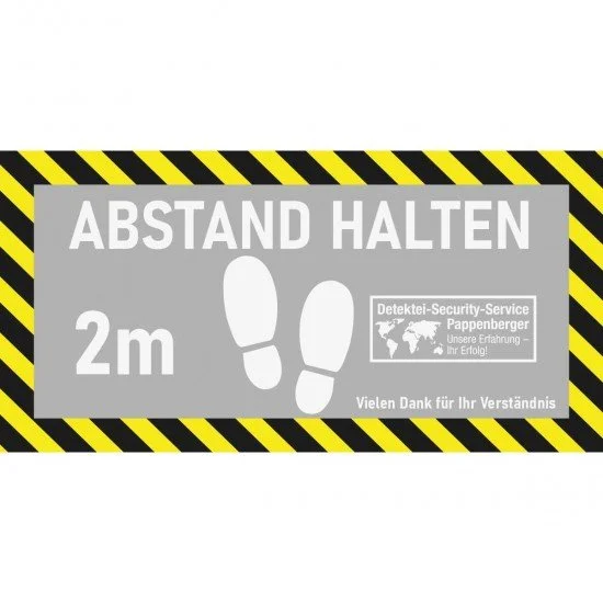 ABSTAND HALTEN Fussbodenaufkleber FBA010 mit individueller Gestaltung