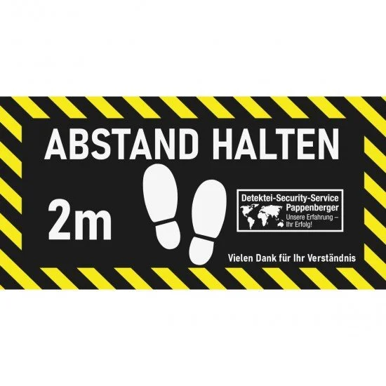 ABSTAND HALTEN Fussbodenaufkleber FBA010 mit individueller Gestaltung