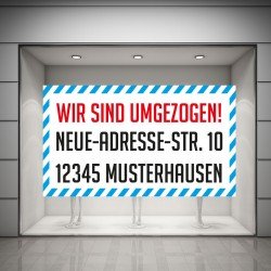 AUFKLEBER WIR SIND UMGEZOGEN! MIT INDIVIDUELLER ANSCHRIFT