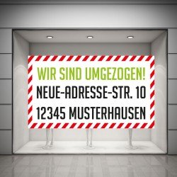 AUFKLEBER WIR SIND UMGEZOGEN! MIT INDIVIDUELLER ANSCHRIFT